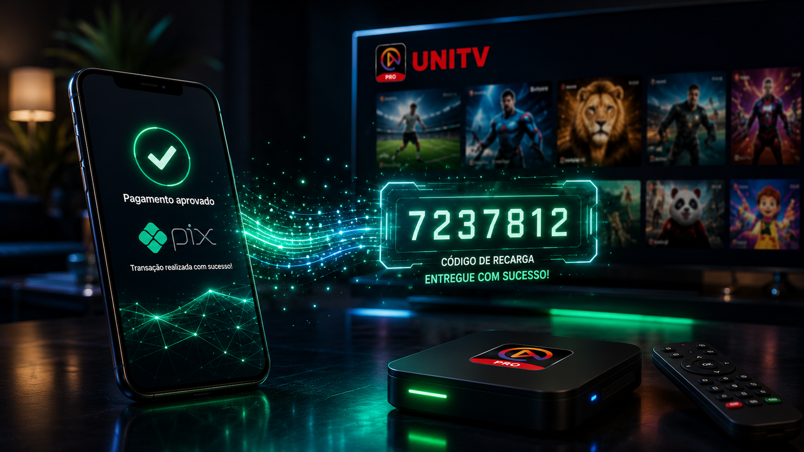 Recarga UniTV Oficial 2026 - comprar e receber o código via PIX no WhatsApp